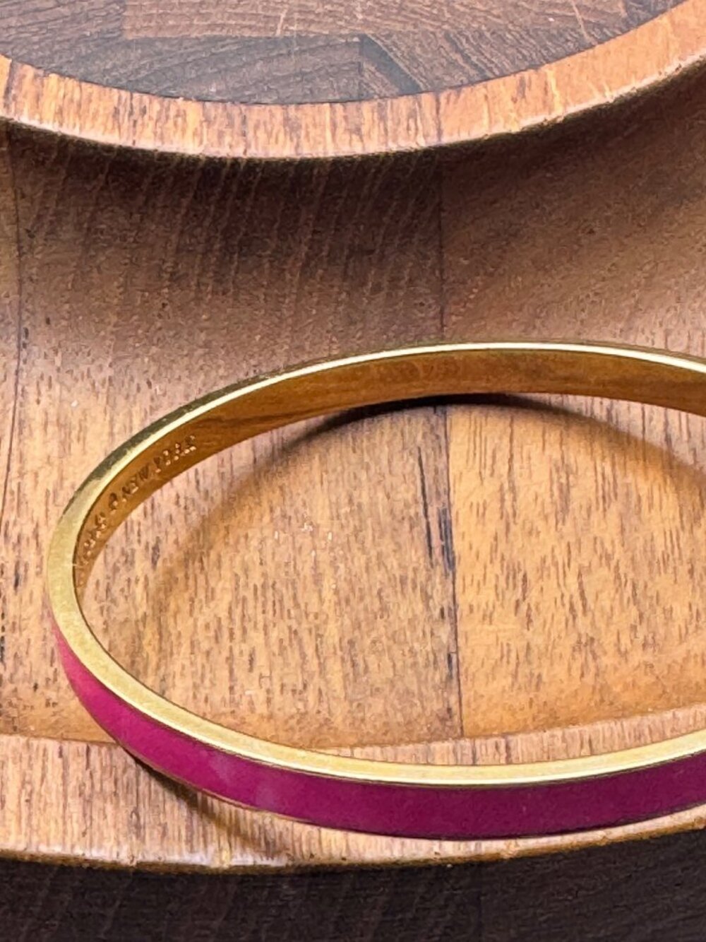 Kate Spade New York Hot To Trot Pink Gold Enamel Slip On Bangle Bracelet - Picture 7 of 8